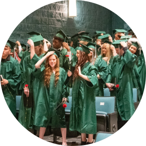 high school graduates at ceremony